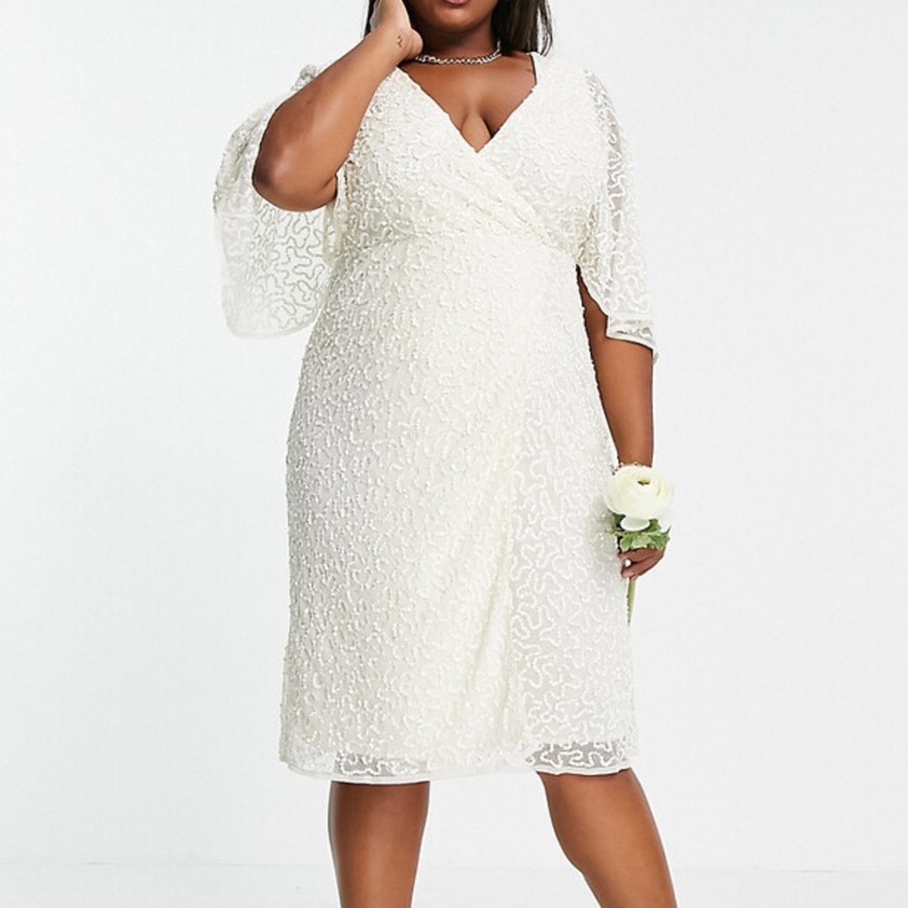 Maya Plus Delicate Sequin Wrap Midi Pencil Dress - image 1